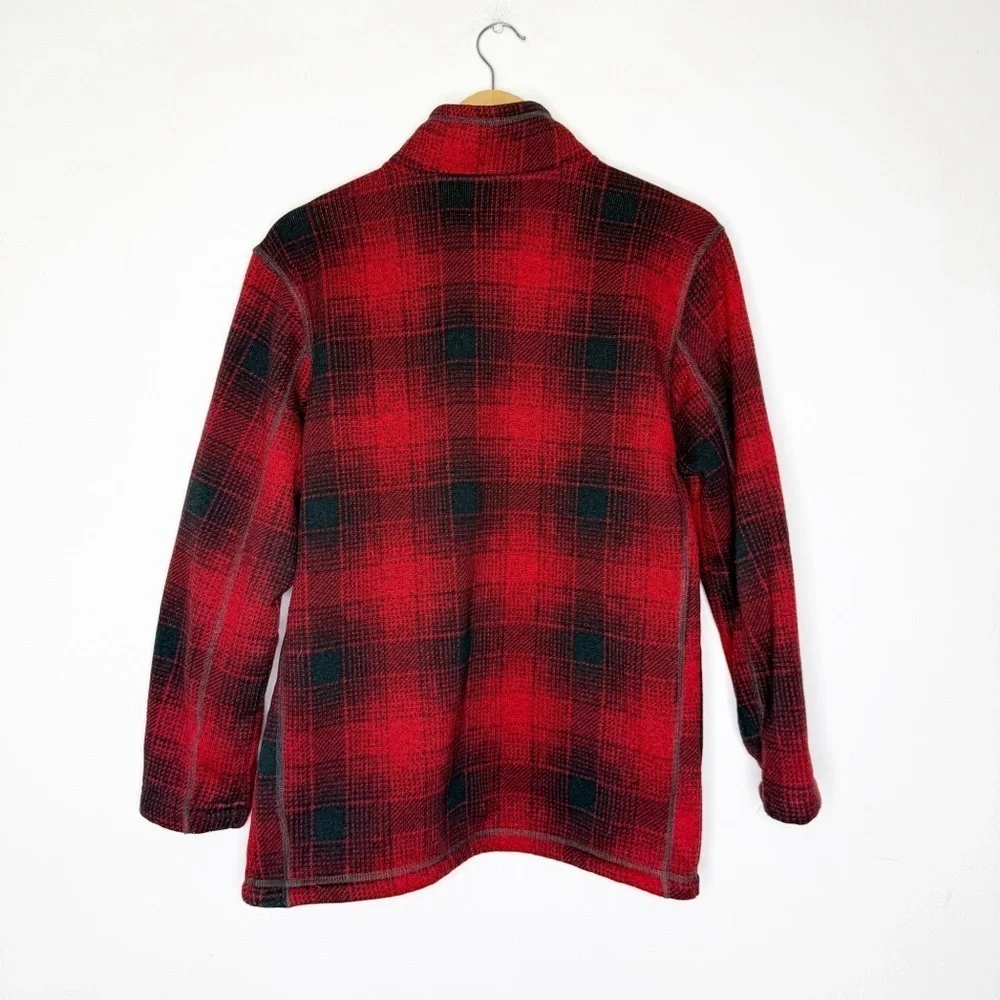 The North Face Men's Red Plaid Quarter Zip Fleece Size Medium Large